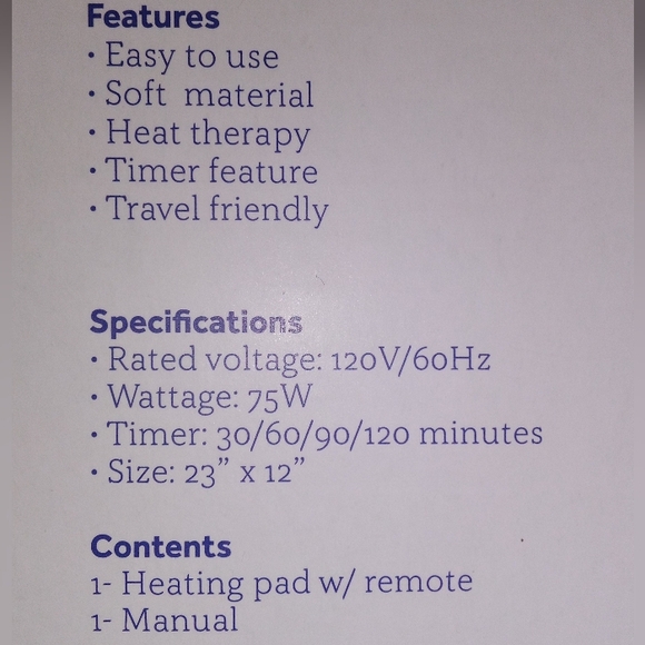 💥EXTRA LARGE MICROPLUSH HEATING PAD ELECTRONIC HEAT THERAPY BRAND NEW IN BOX - Picture 4 of 10